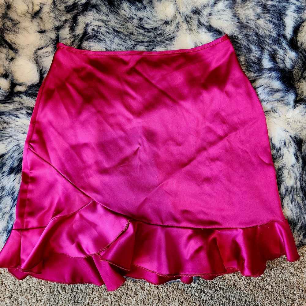Blue Blush Asymmetrical Pink Wrap Mini Skirt